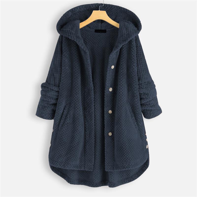 Sage | Long Cardigan with Fuzzy Hooded Detail