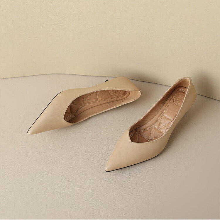 Camille™ | Women's Pointed Toe Pumps Low Kitten Heel Slip On Shoes