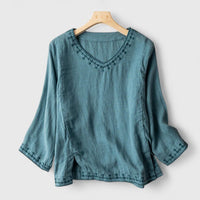 Taysia™ | Chic V-Neck Blouse for Any Occasion
