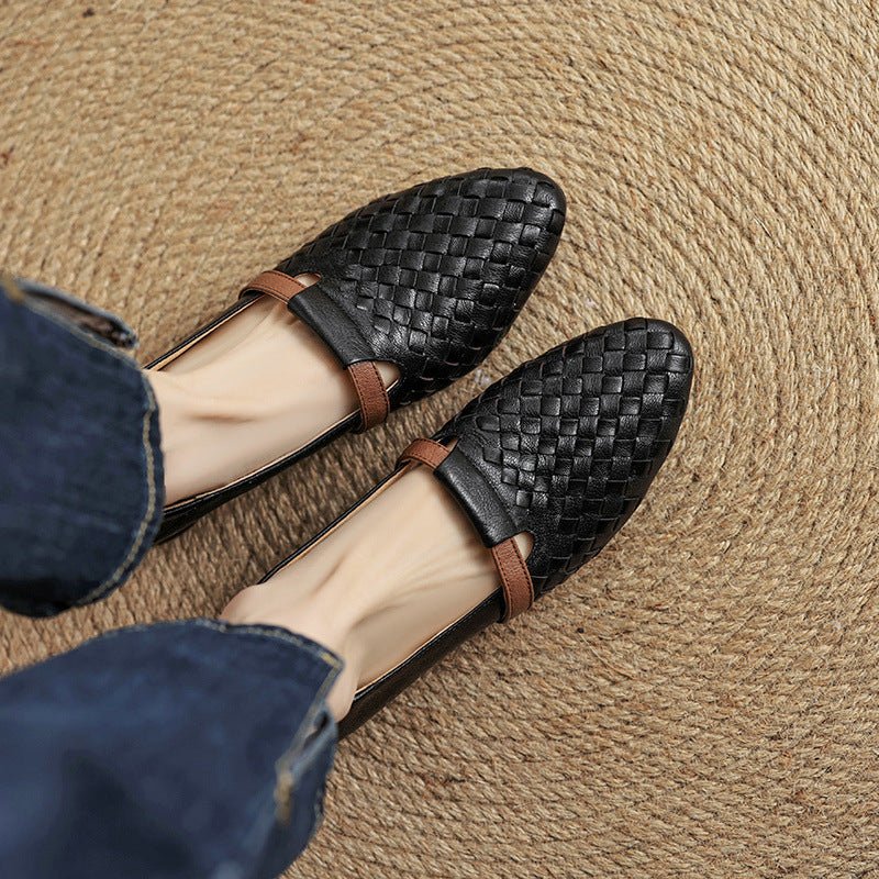 Dorothea™ | Woven Strap Block Heel Loafers