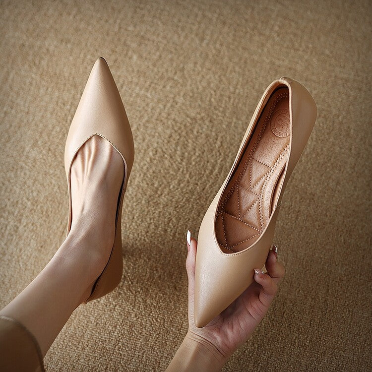 Camille™ | Women's Pointed Toe Pumps Low Kitten Heel Slip On Shoes