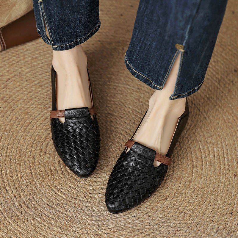Dorothea™ | Woven Strap Block Heel Loafers