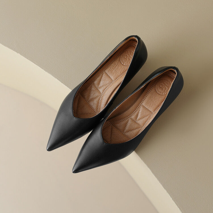 Camille™ | Women's Pointed Toe Pumps Low Kitten Heel Slip On Shoes