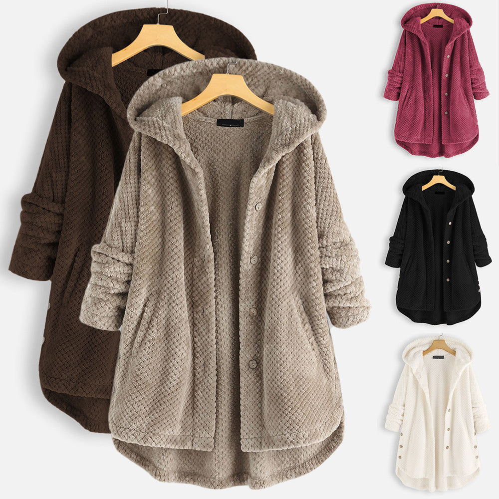 Sage | Long Cardigan with Fuzzy Hooded Detail