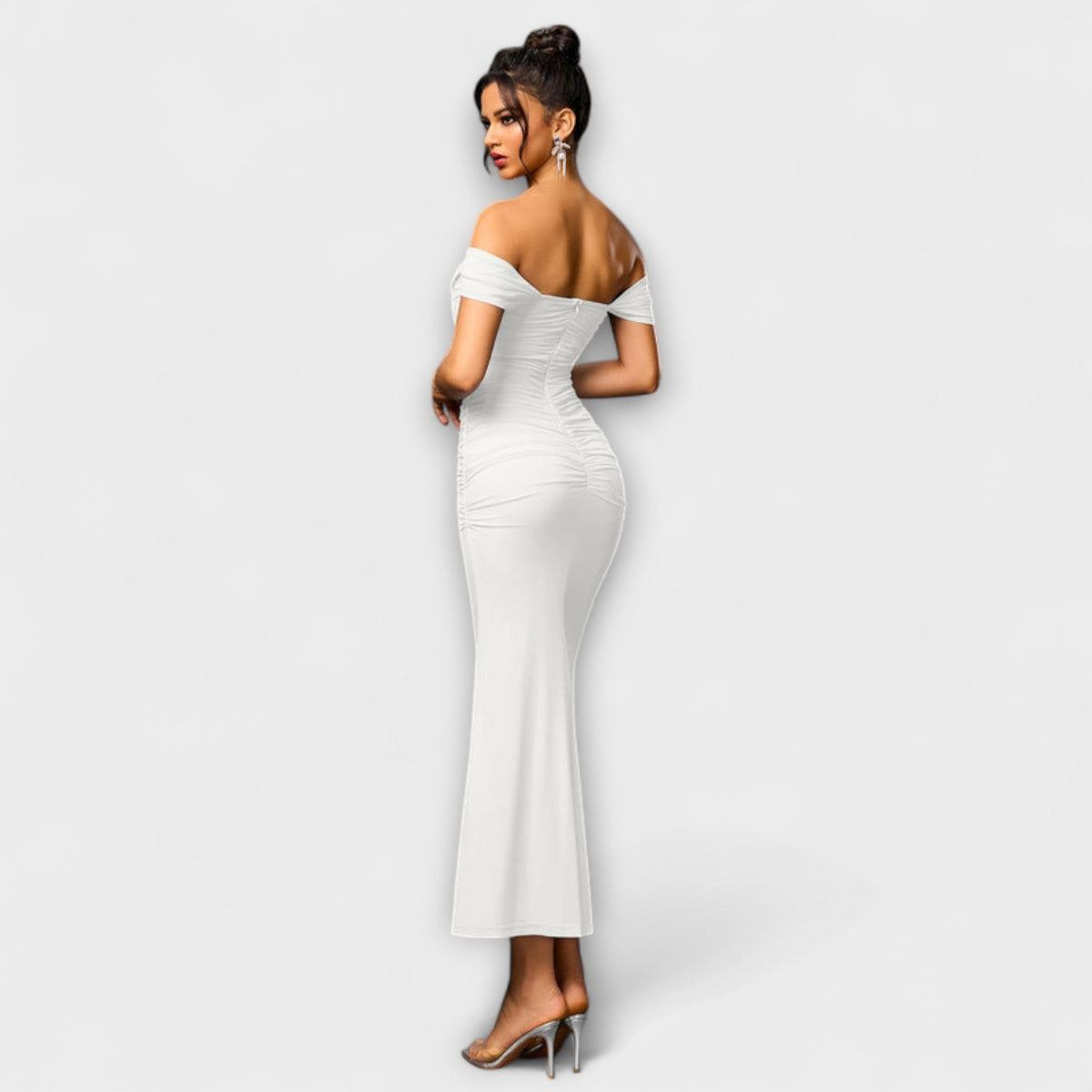 Style200™ | Ione - Chic Off-Shoulder Ruched Dress for Any Occasion