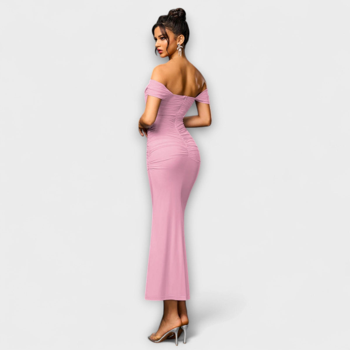 Style200™ | Ione - Chic Off-Shoulder Ruched Dress for Any Occasion