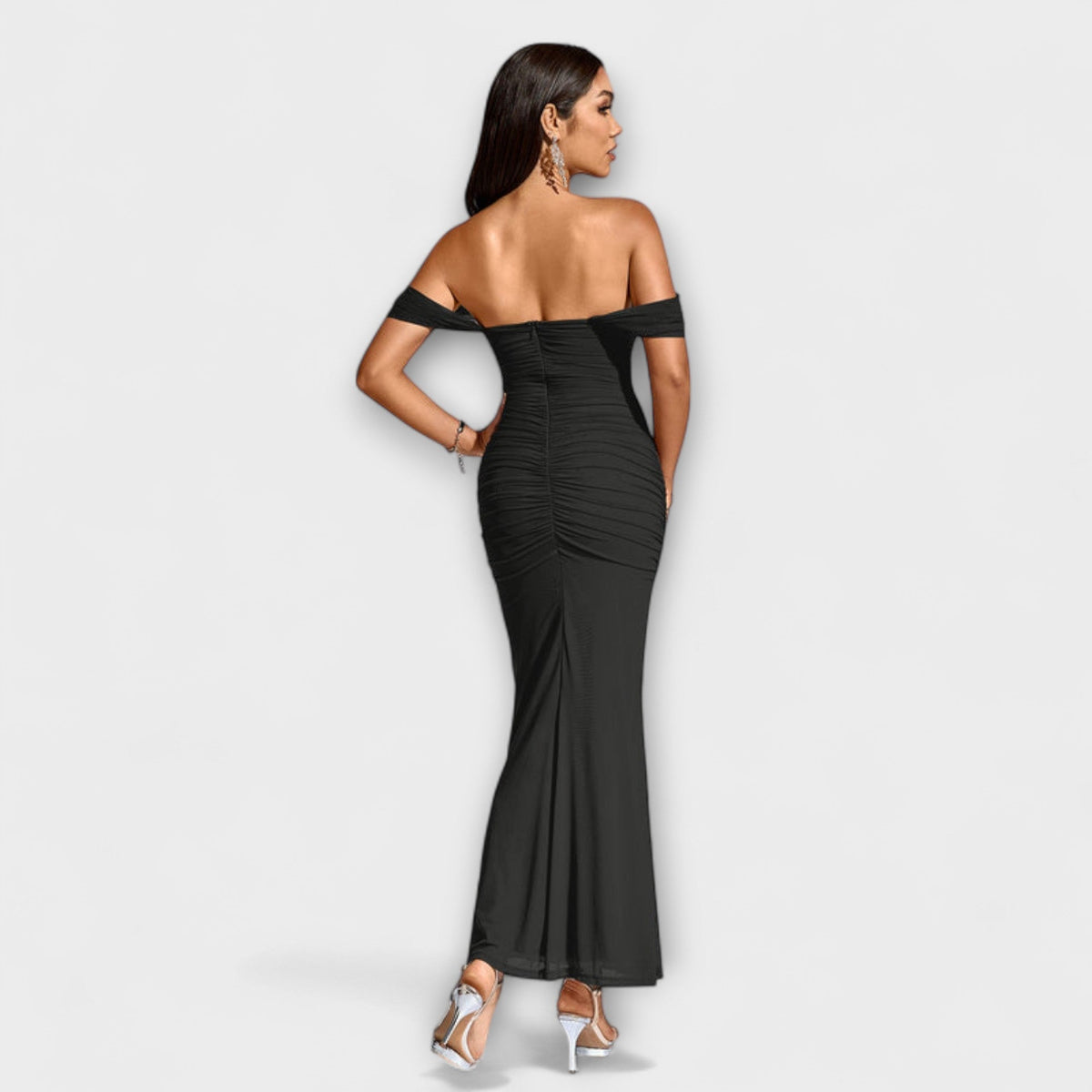 Style200™ | Ione - Chic Off-Shoulder Ruched Dress for Any Occasion