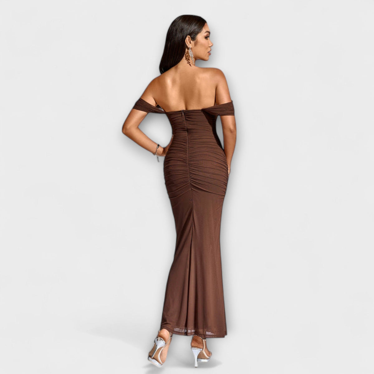 Style200™ | Ione - Chic Off-Shoulder Ruched Dress for Any Occasion