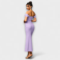 Style200™ | Ione - Chic Off-Shoulder Ruched Dress for Any Occasion