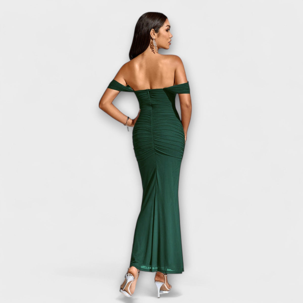 Style200™ | Ione - Chic Off-Shoulder Ruched Dress for Any Occasion