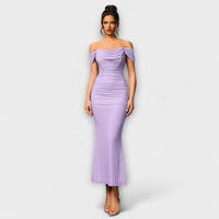Style200™ | Ione - Chic Off-Shoulder Ruched Dress for Any Occasion