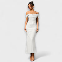 Style200™ | Ione - Chic Off-Shoulder Ruched Dress for Any Occasion