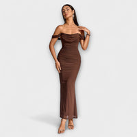 Style200™ | Ione - Chic Off-Shoulder Ruched Dress for Any Occasion