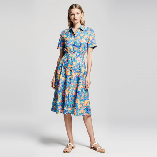 Eloria | Floral Shirt-Style Midi Dress