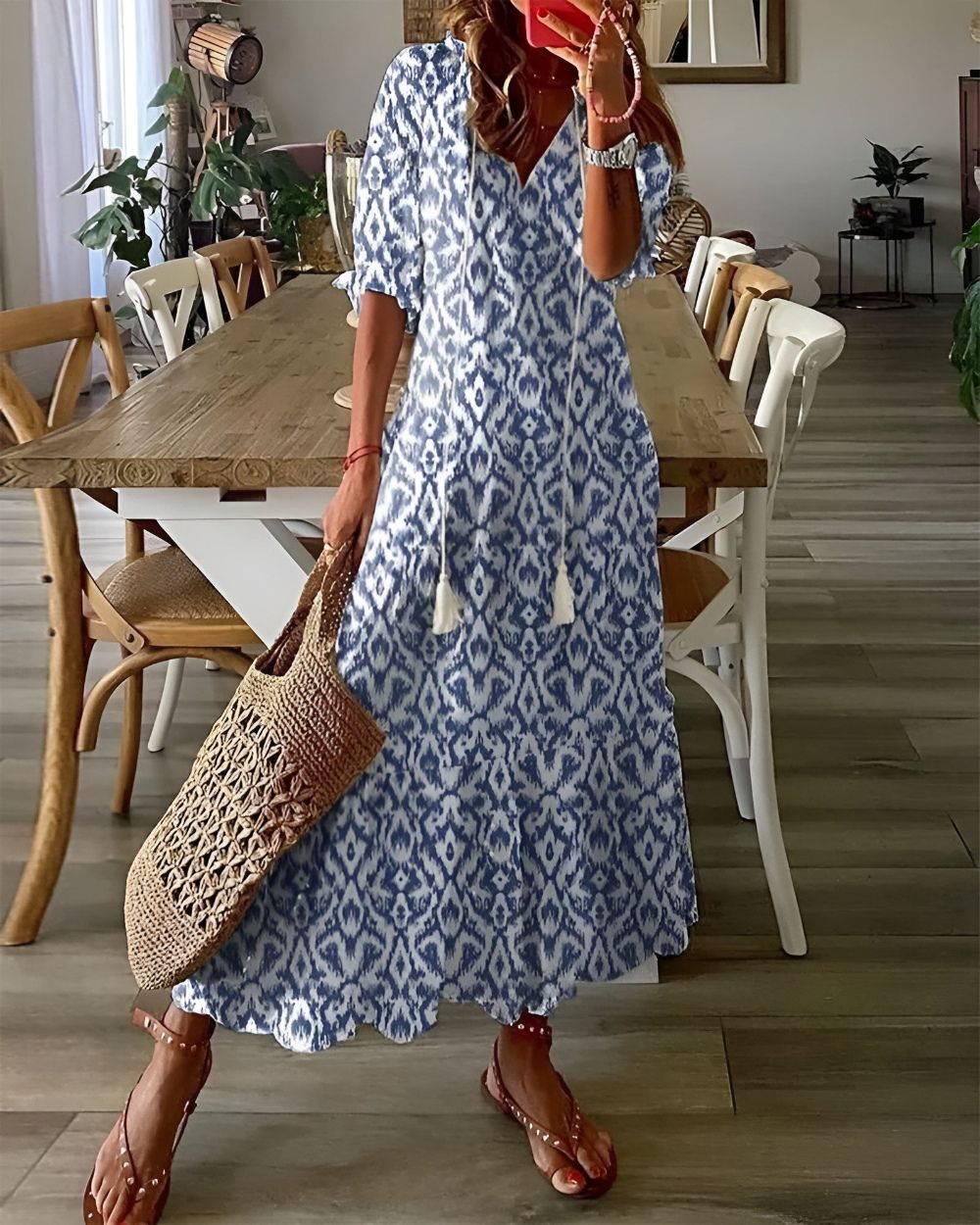 Théodora | V-Neck Maxi Dress