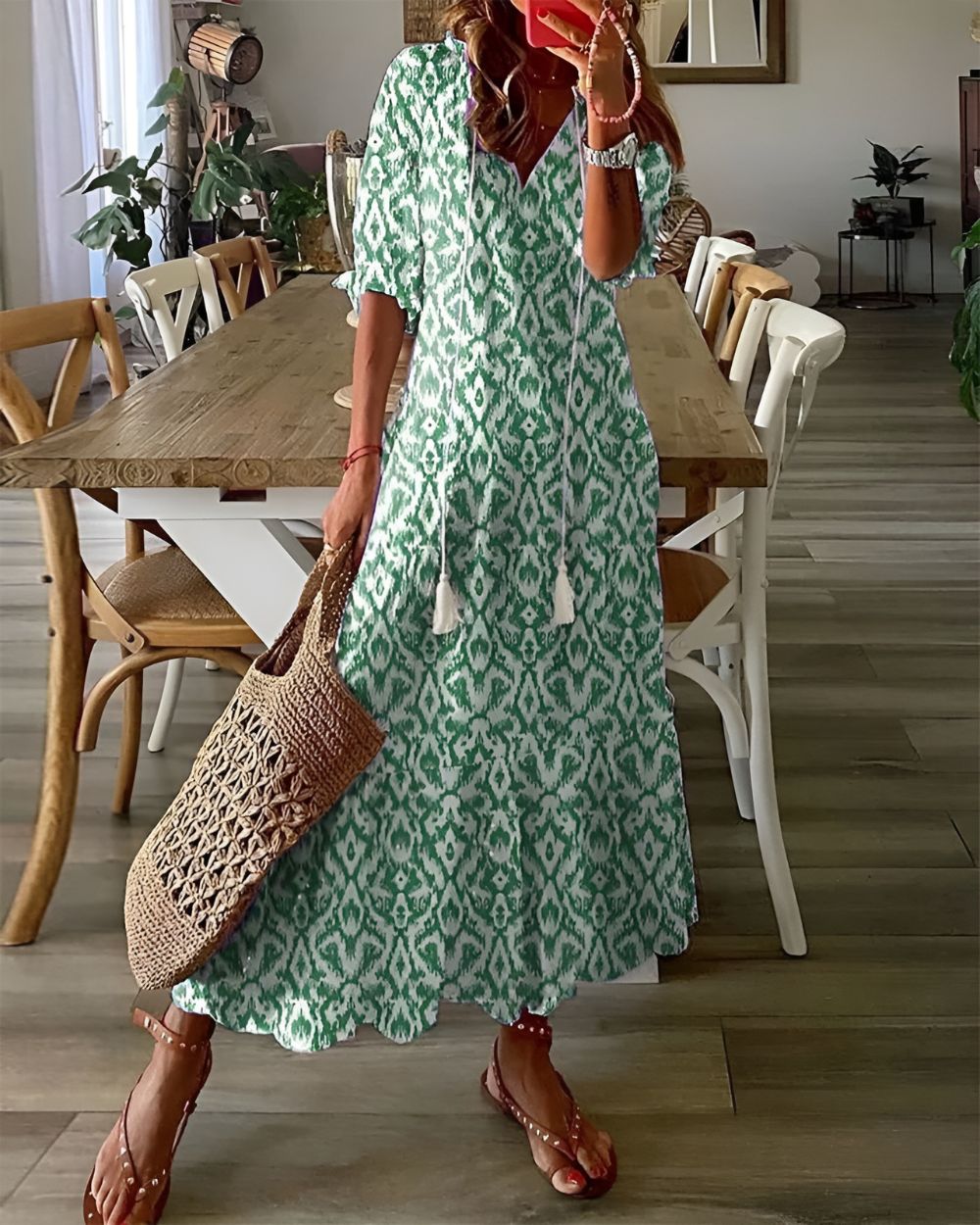 Théodora | V-Neck Maxi Dress