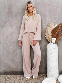 Hailey™ | Women's Cropped Sweatshirt and Wide-Leg Pants Lounge Set