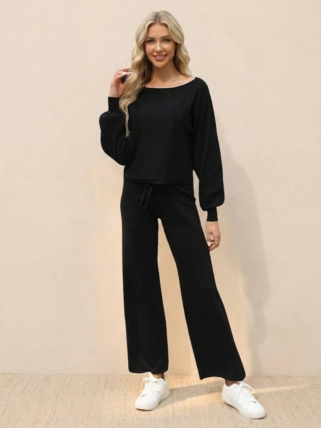 Hailey™ | Women's Cropped Sweatshirt and Wide-Leg Pants Lounge Set