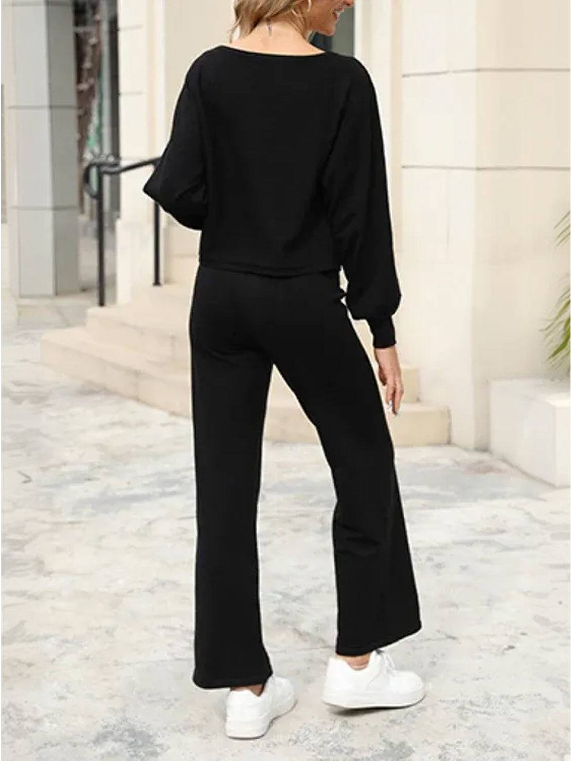 Hailey™ | Women's Cropped Sweatshirt and Wide-Leg Pants Lounge Set