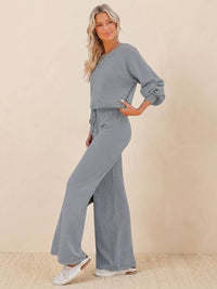 Hailey™ | Women's Cropped Sweatshirt and Wide-Leg Pants Lounge Set