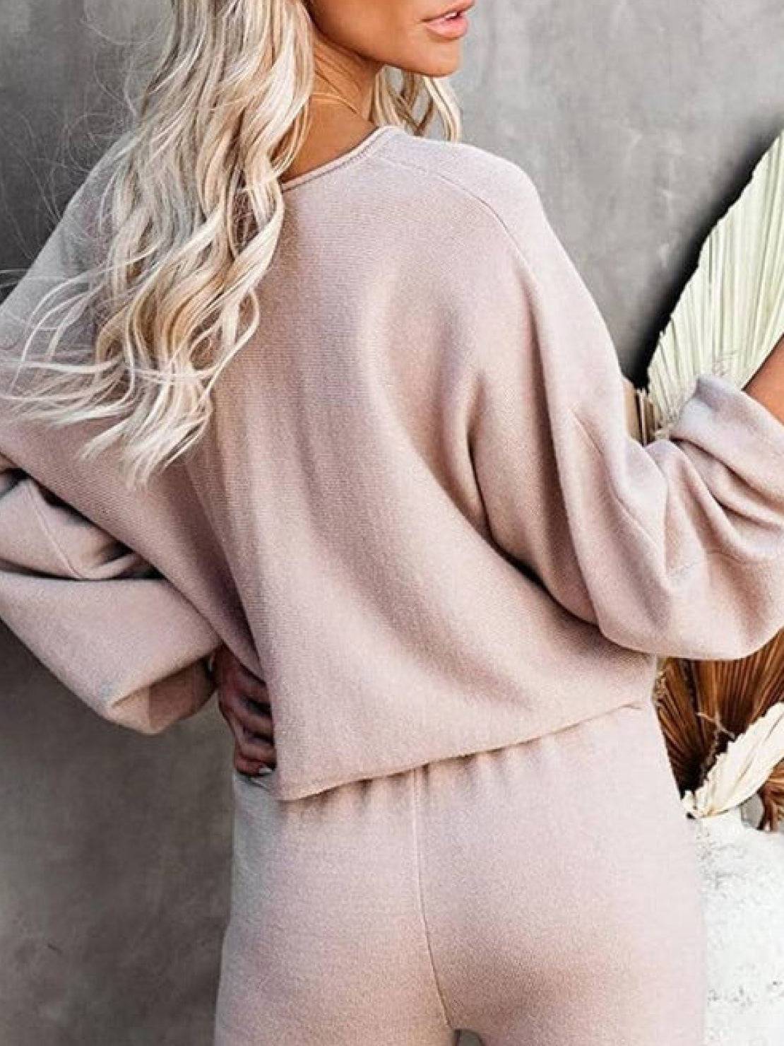 Hailey™ | Women's Cropped Sweatshirt and Wide-Leg Pants Lounge Set