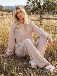 Hailey™ | Women's Cropped Sweatshirt and Wide-Leg Pants Lounge Set
