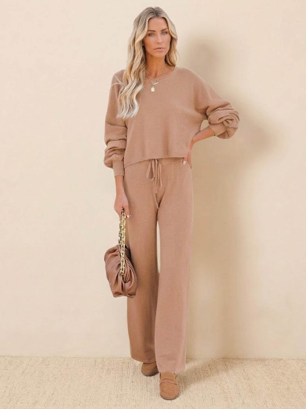 Hailey™ | Women's Cropped Sweatshirt and Wide-Leg Pants Lounge Set