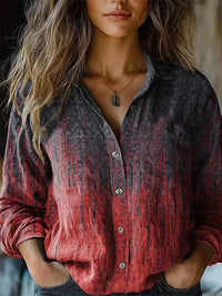 Autumn™ | Women's Vintage Floral Print Long Sleeve Button-Down Shirt