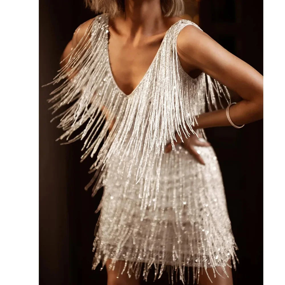 Lisa™ | Women’s Cocktail Dress with Fringe Feathers