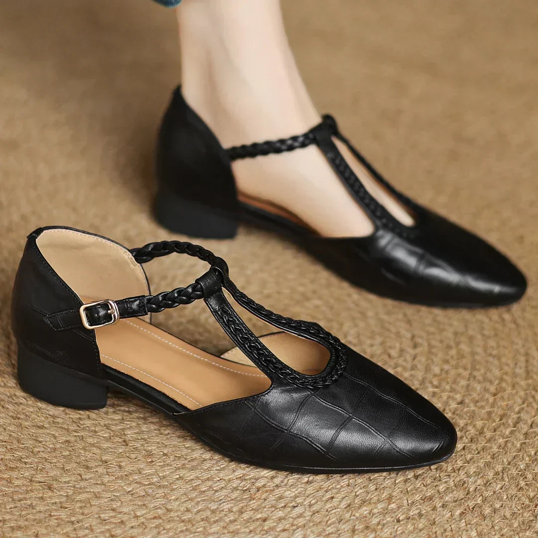 Margot™ | Women's Leather T-Strap Mary Jane Flats Pointed Toe Flat