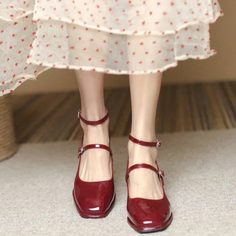 Celeste™ | Women's Ankle Strap Block Heel Pumps Square Toe Mary Jane