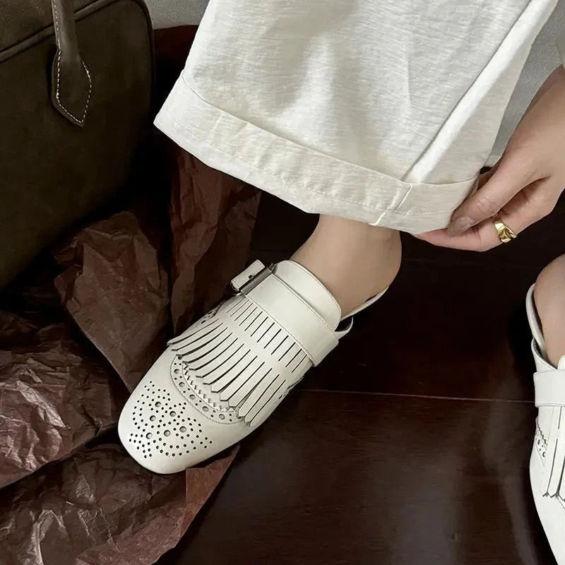 Prudence™ | Fringe Brogue Mule Loafers