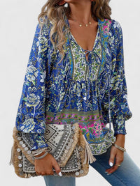 Sienna™ | Women's Floral Boho Blouse V-Neck Puff Sleeve Top