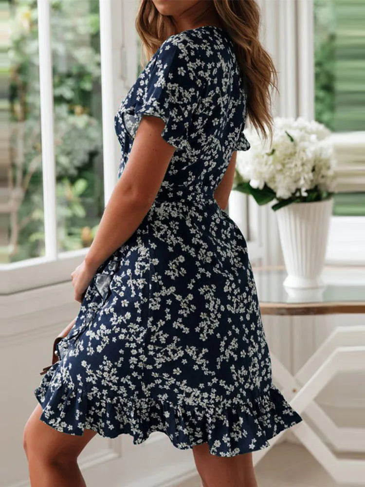 Jacinte™ | Floral Wrap Mini Dress for Effortless Style