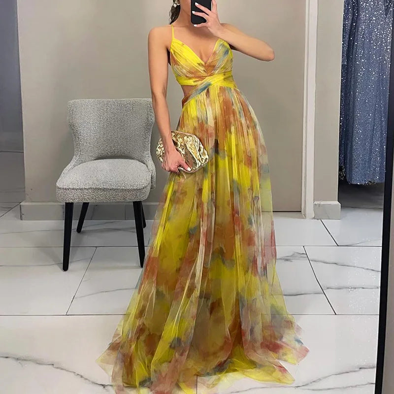 LUCÍA | Floral Organza Maxi Dress