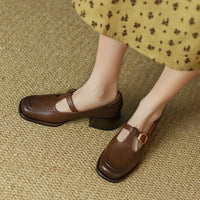 Wren™ | Women's T-Strap Mary Jane Shoes Square Toe Low Block Heel