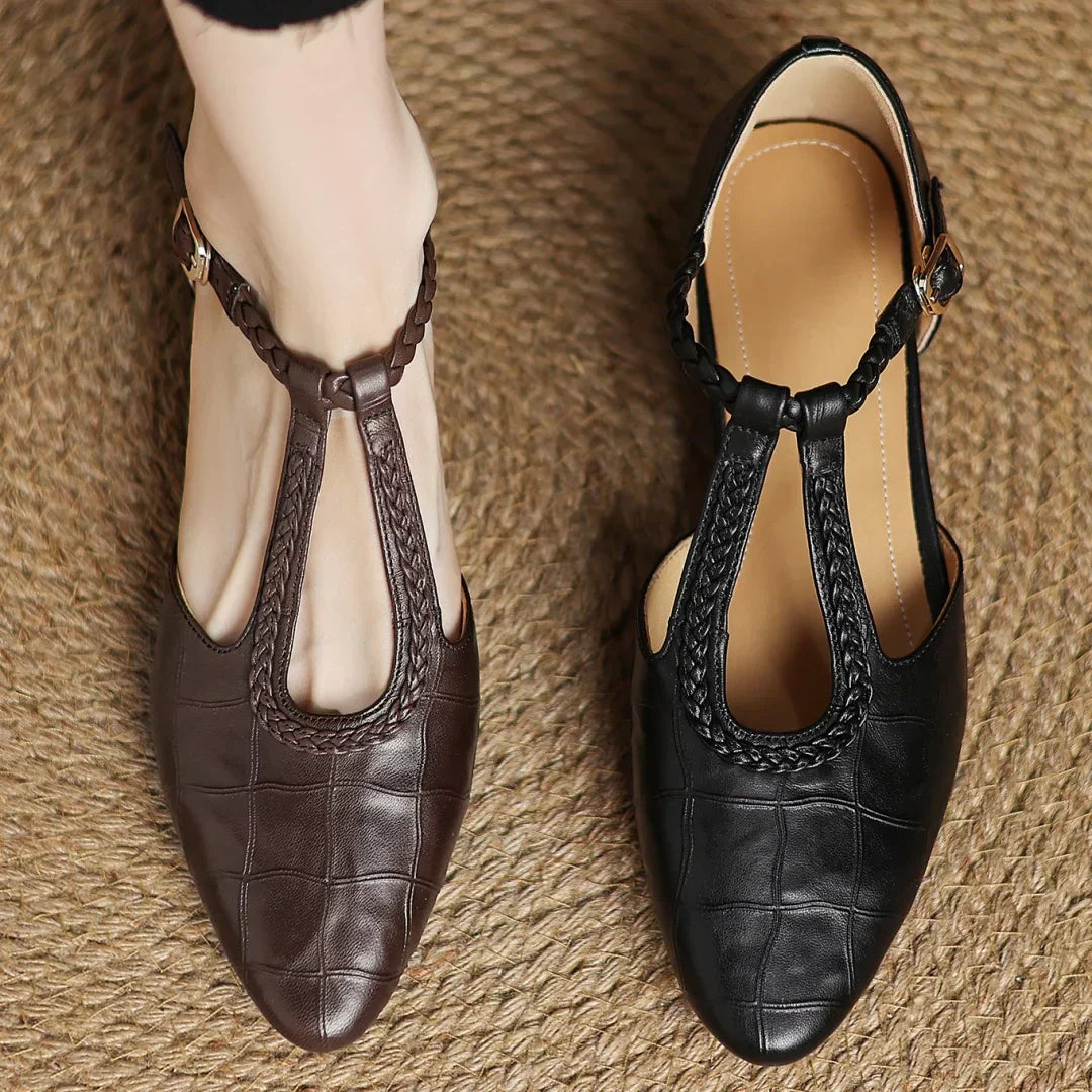 Margot™ | Women's Leather T-Strap Mary Jane Flats Pointed Toe Flat