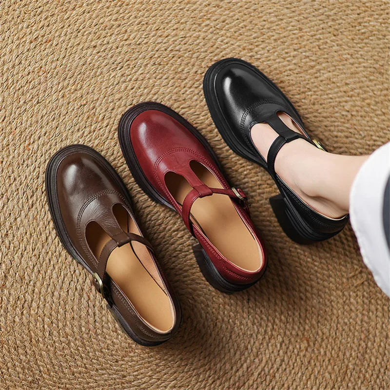 Rowena™ | Women's Chunky Block Heel Mary Jane Pumps Round Toe Strap