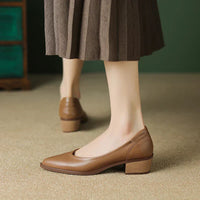 Cora™ | Women's Pointed Toe Block Heel Pumps Slip On Mid Heel Shoes
