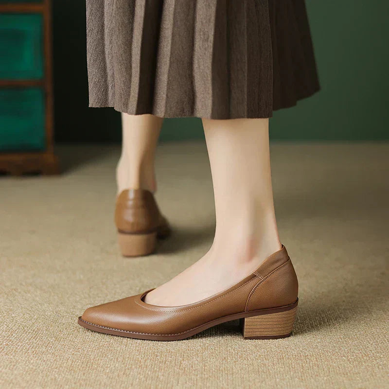 Cora™ | Women's Pointed Toe Block Heel Pumps Slip On Mid Heel Shoes