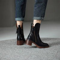 Matilda™ | Zip Front Block Heel Ankle Boots