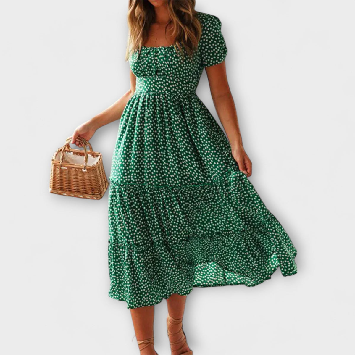Style200™ | Chic Floral Puff Sleeve Maxi Dress for Events