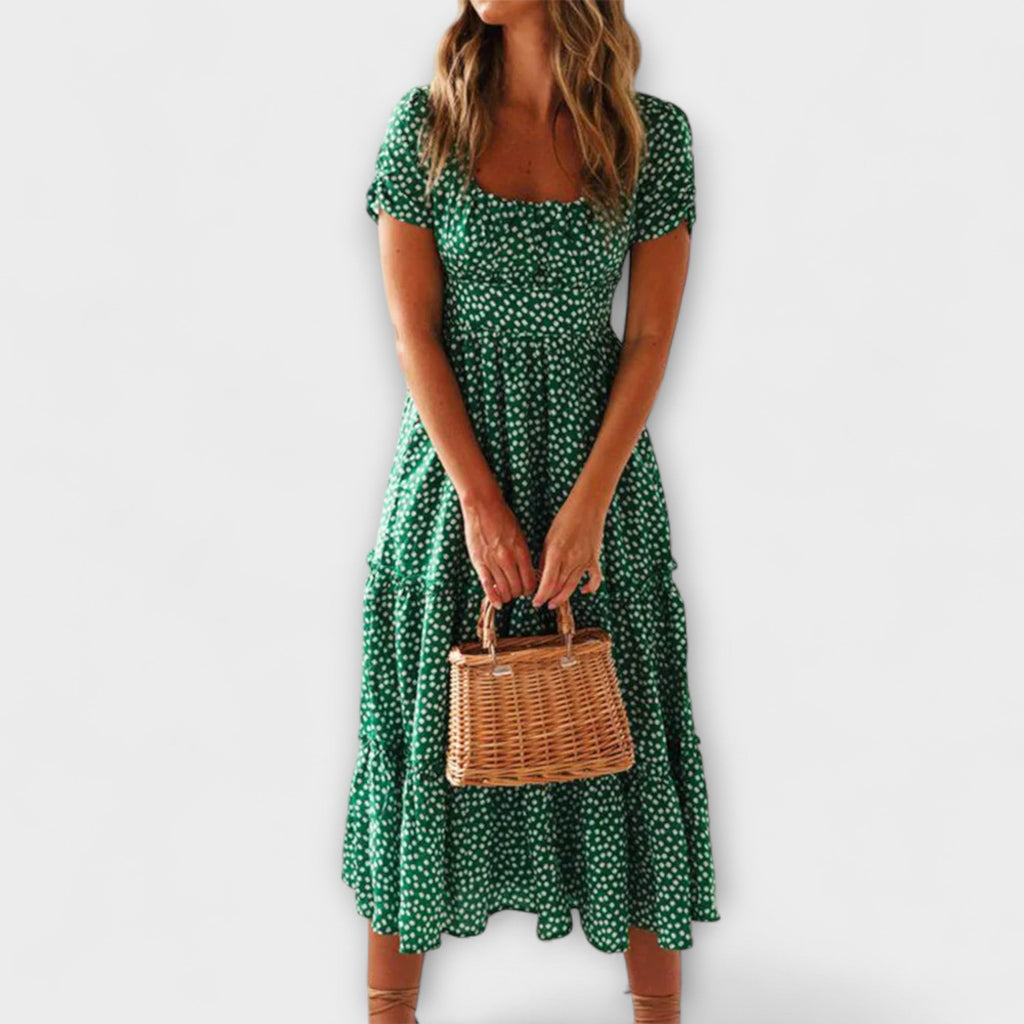 Style200™ | Chic Floral Puff Sleeve Maxi Dress for Events
