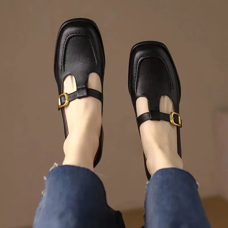 Wren™ | Women's T-Strap Mary Jane Shoes Square Toe Low Block Heel