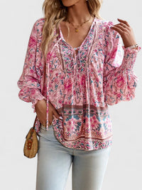 Sienna™ | Women's Floral Boho Blouse V-Neck Puff Sleeve Top