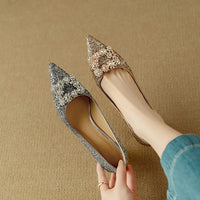 Stella™ | Women's Glitter Block Heel Pumps Pointed Toe Crystal Buckle
