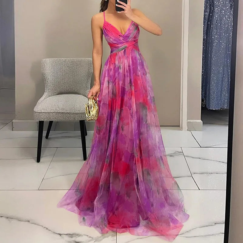 LUCÍA | Floral Organza Maxi Dress