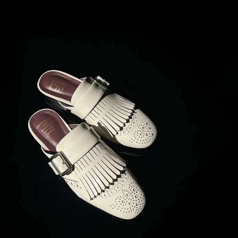 Prudence™ | Fringe Brogue Mule Loafers
