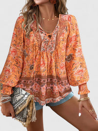 Sienna™ | Women's Floral Boho Blouse V-Neck Puff Sleeve Top