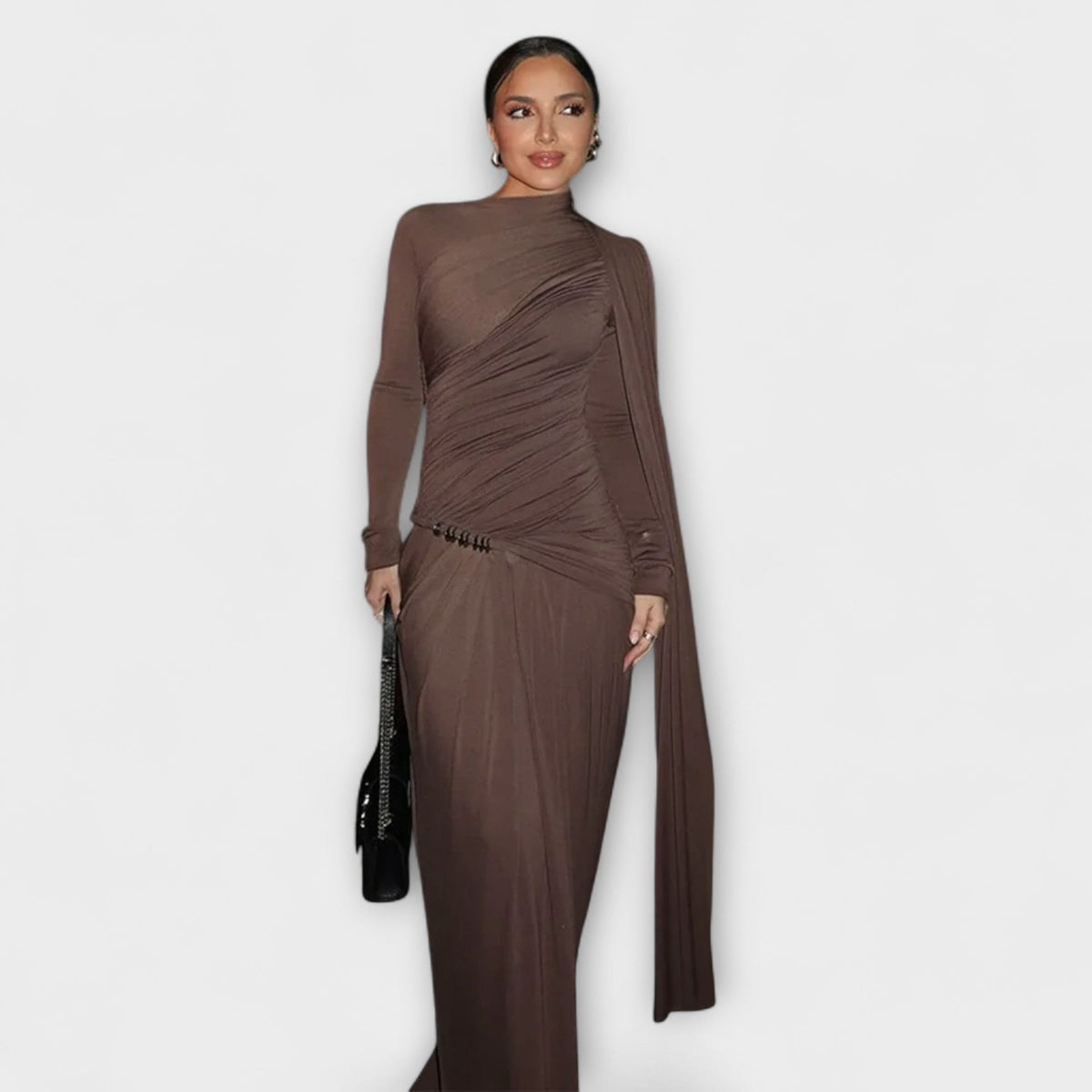 Style200™ | Chic Roll Neck Maxi Dress for Stylish Occasions